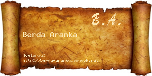 Berda Aranka névjegykártya
